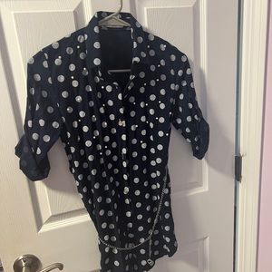 Girls dark blue button down blouse